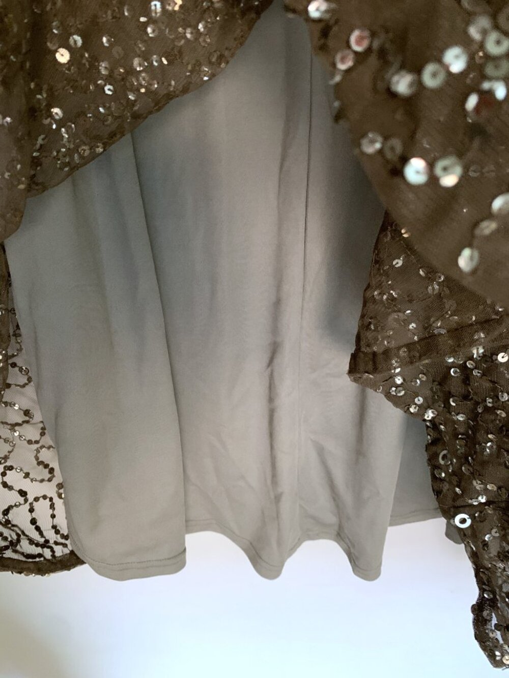 Adrianna Papell Scoop-Back All-Over Sequin Gown | Lead Gray | Size 18W - Picture 10 of 16